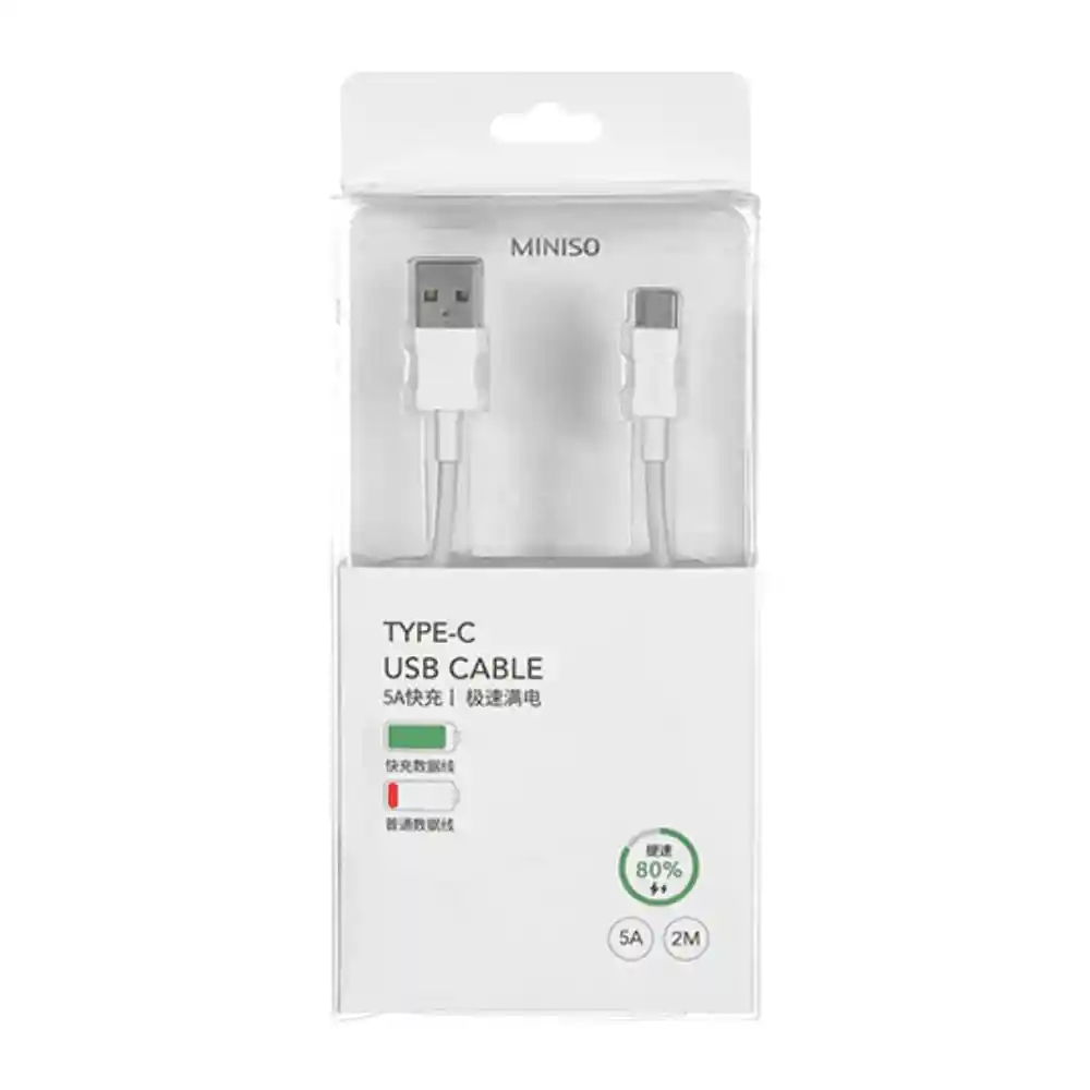 Miniso Cable de Datos Tipo-C 5A Blanco 2 m