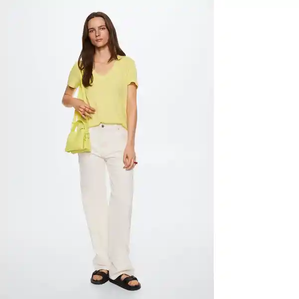 Camiseta Luki Amarillo Pastel Talla Xs Mujer Mango