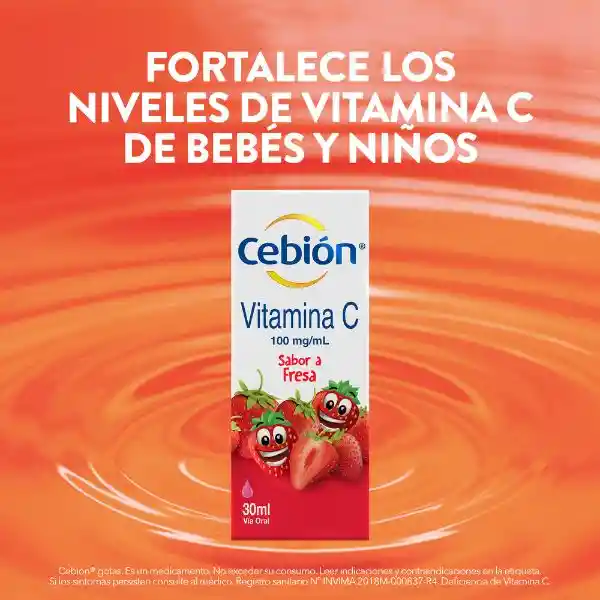 Cebión Gotas de Vitamina C Sabor a Fresa con 30ml
