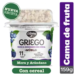 Alpina Yogurt Griego Sabor Mora y Arándanos con Cereal