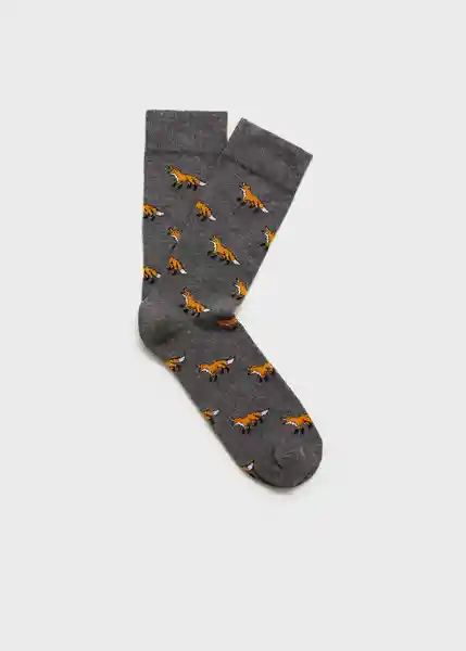 Calcetines Animal2 Gris Talla 42 Hombre Mango