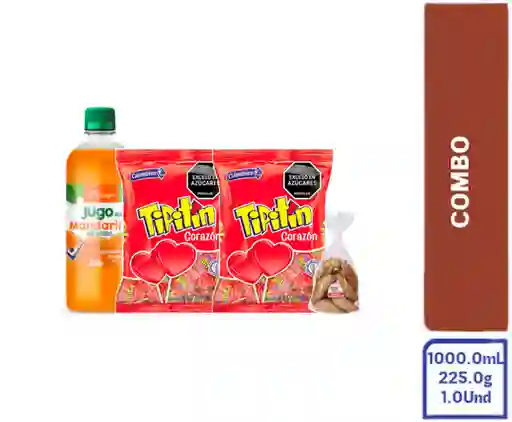 Combo Jugo Mandarina + Mini Croissant Integral + Chupeta Corazón