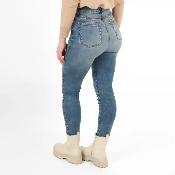 Jean Tiro Medio Bota Skinny Azul Talla 8 - 557641