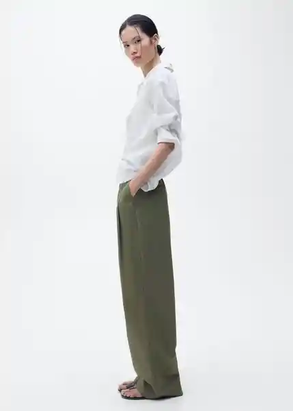 Pantalón Cubi Khaki Talla 38 Mujer Mango