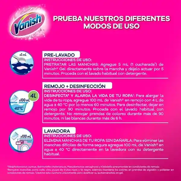 Vanish Pack Desmanchador Líquido Rosado + Desmanchador Blanco
