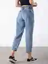 Jean Tiro Alto Bolsillos Asimétricos Azul Medio Talla 8 Mujer Naf Naf