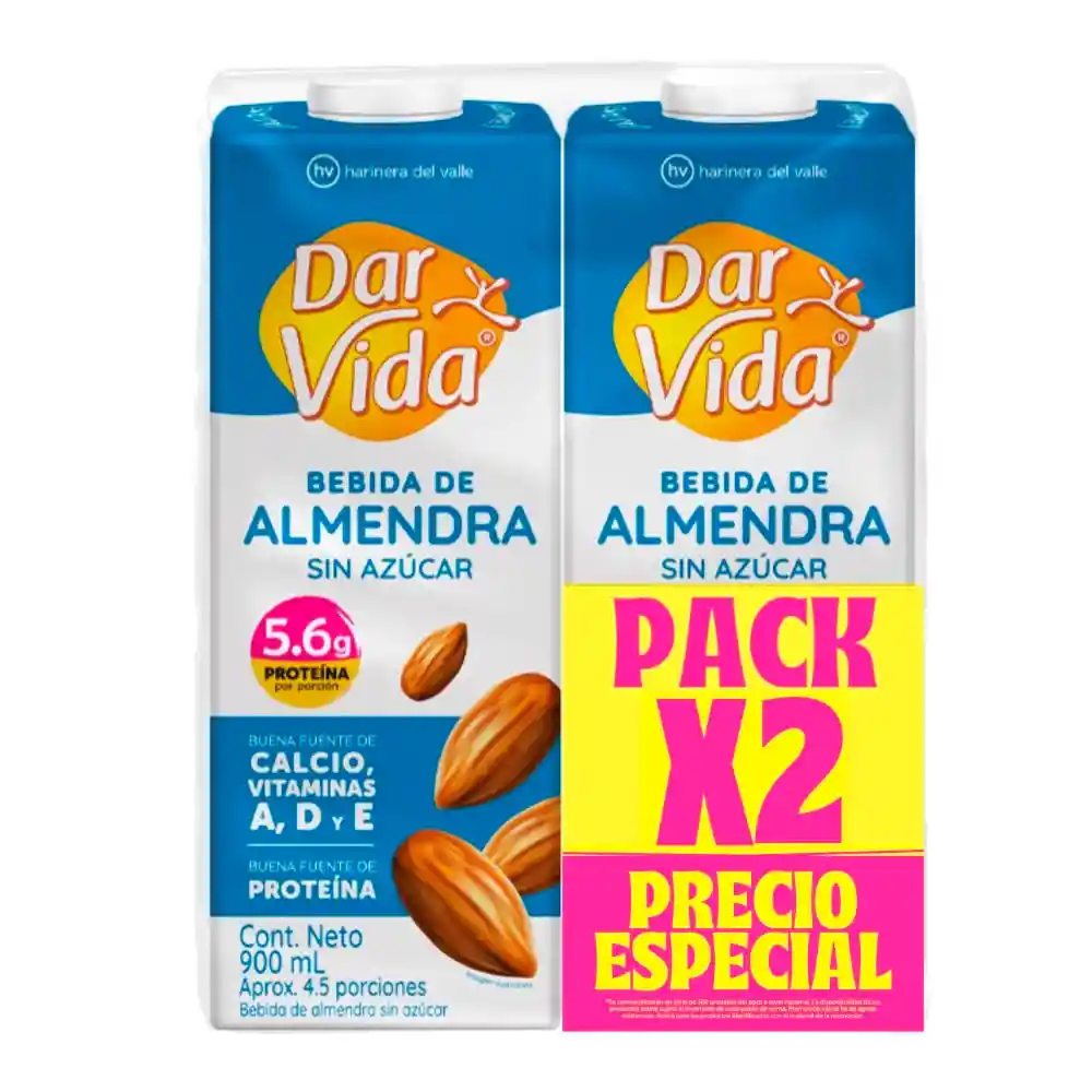 Bebida Dar Vida Almenendra Sin Azucar Promo Especial 2 Unidades C/u
