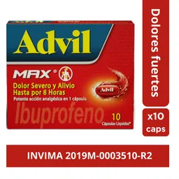 Advil Max Ibuprofeno Alivio Dolores Asociados a Inflamacion X 10