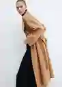 Abrigo Batin Camel Talla 24 Mujer Mango