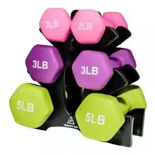 Set Kit Mancuernas Pesas 2 3 y Forro Neopreno y Soporte