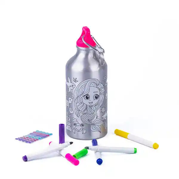 Monkey Set Botella Agua Para Decorar Con Marcadores y Stickers