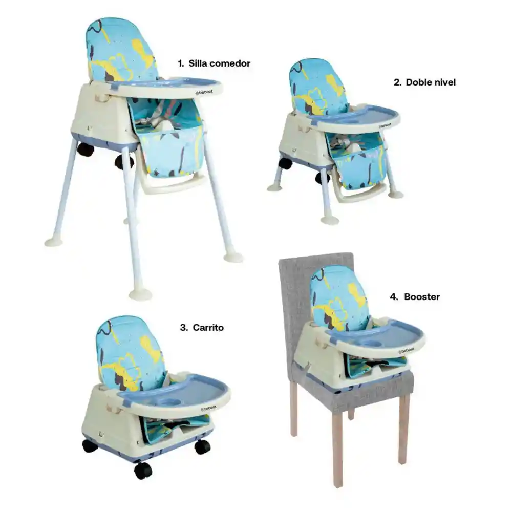 Silla Comedor 3 en 1 Smart Azul Bebesit Yy22qbl