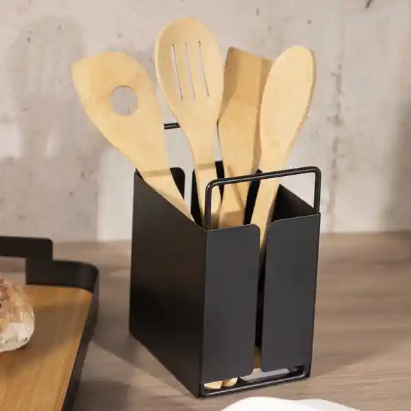 Cubertero Cuadrado Negro Ambiente Gourmet