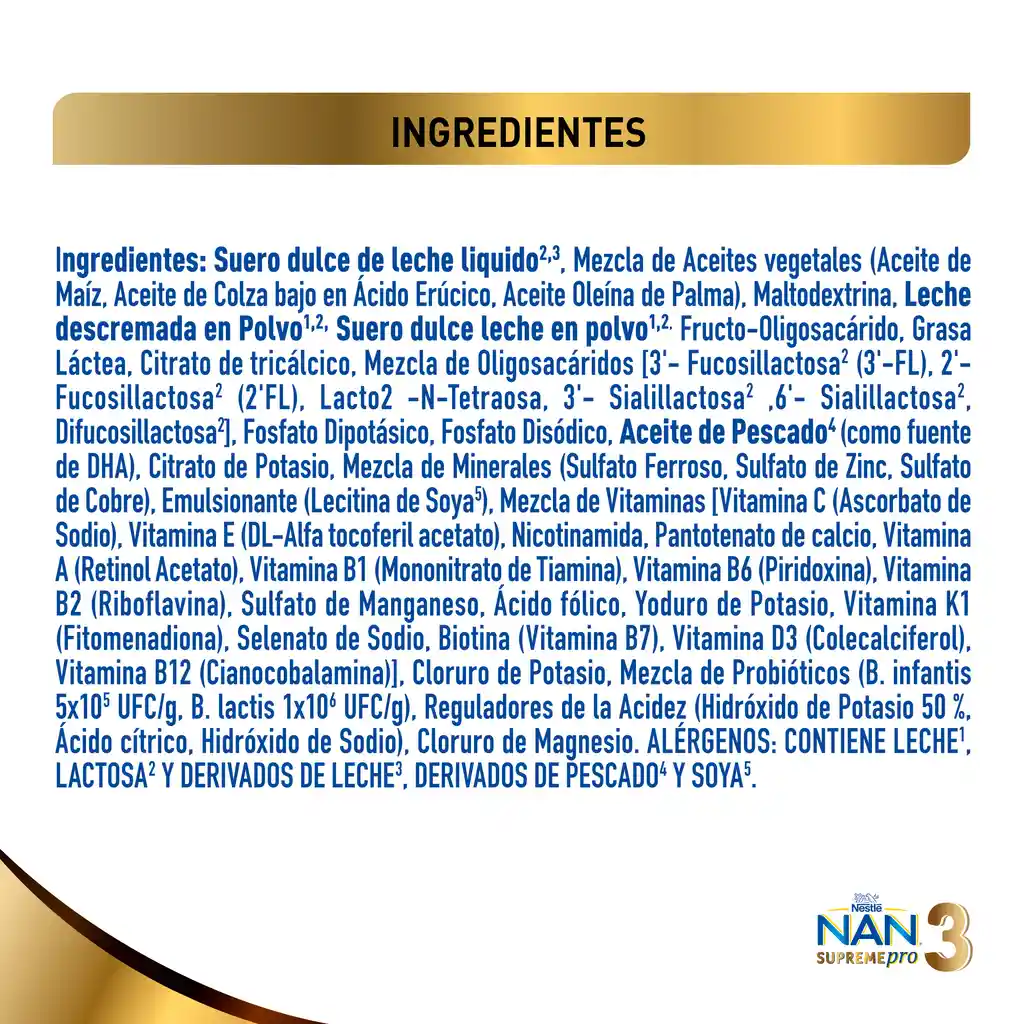 Alimento Lácteo Nan Supremepro Etapa 3 Con 6 HMO Lata X 800 g