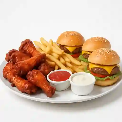 Alitas y Mini Hamburguesas X15