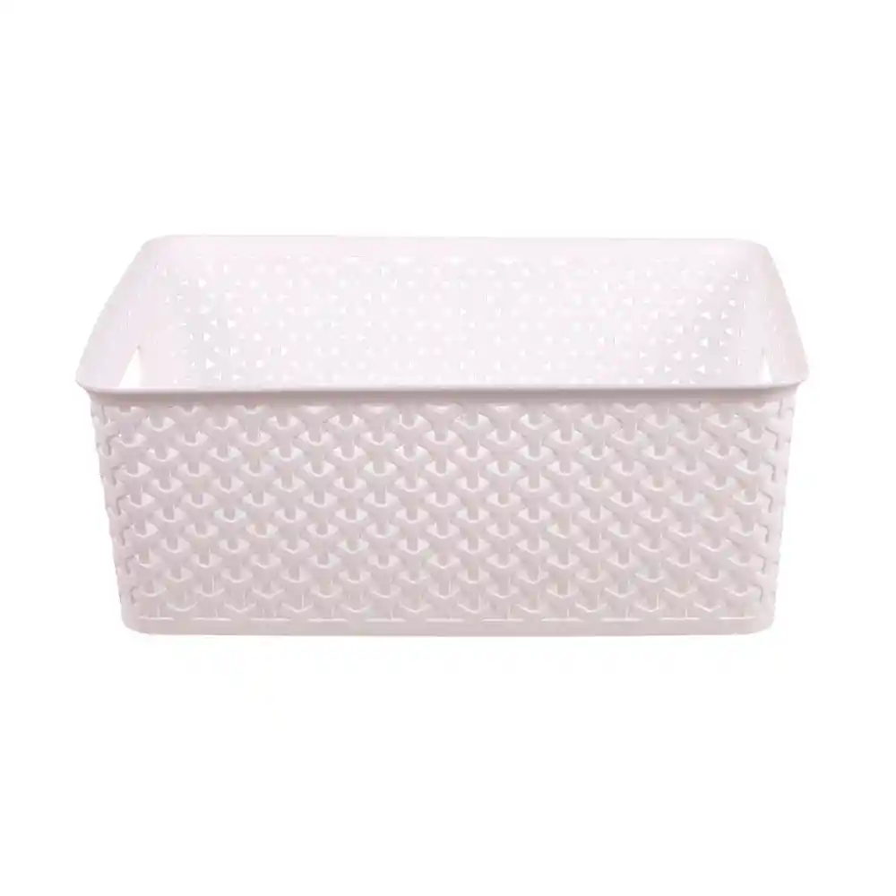 Canasto Simil Rattan Blanco 36.5x30.5x13 Cm