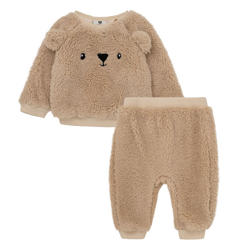 Conjunto Largo Offcorss Peludo 24 Meses Beige X 2 Piezas