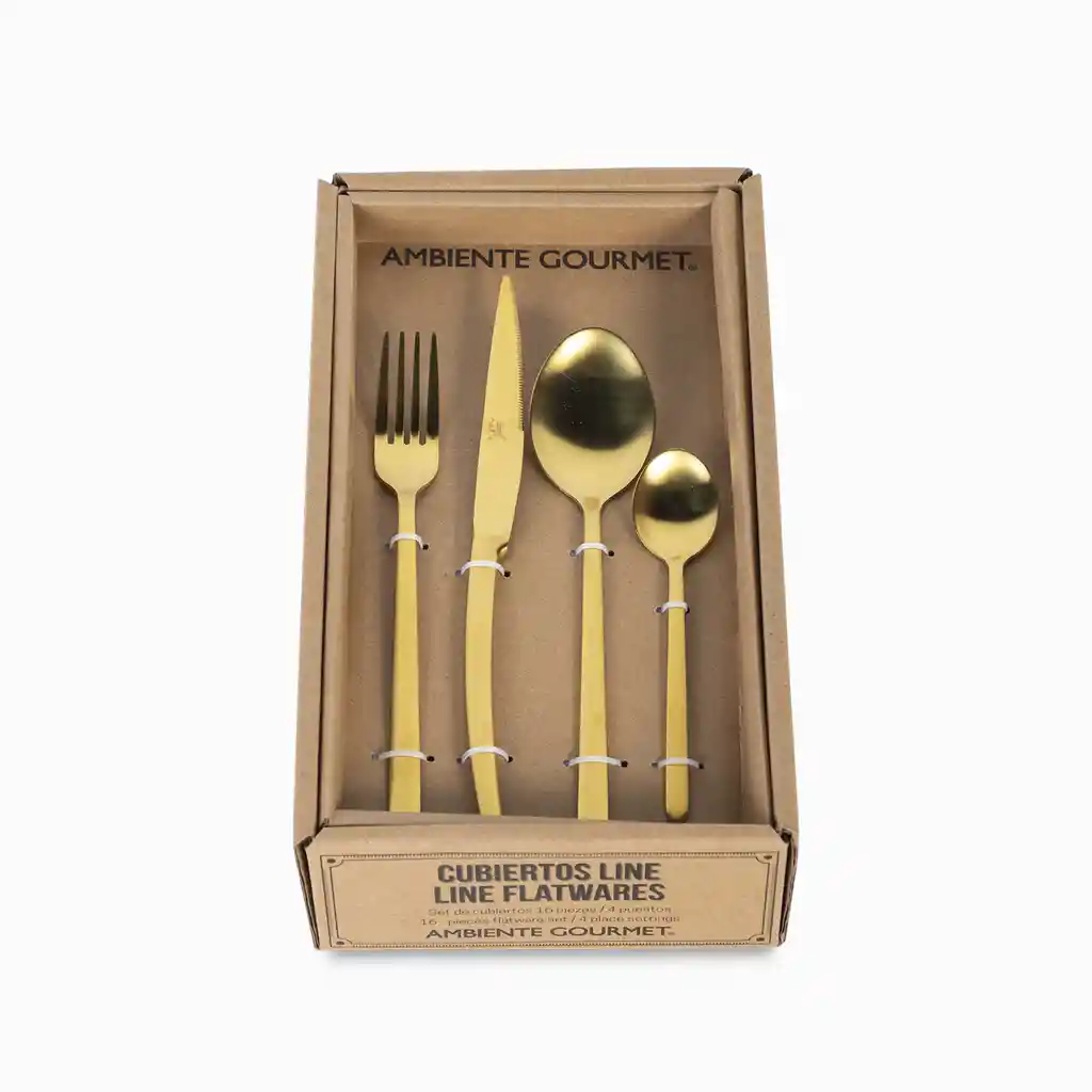 Set de Cubierto Line Dorado Mate Ambiente Gourmet