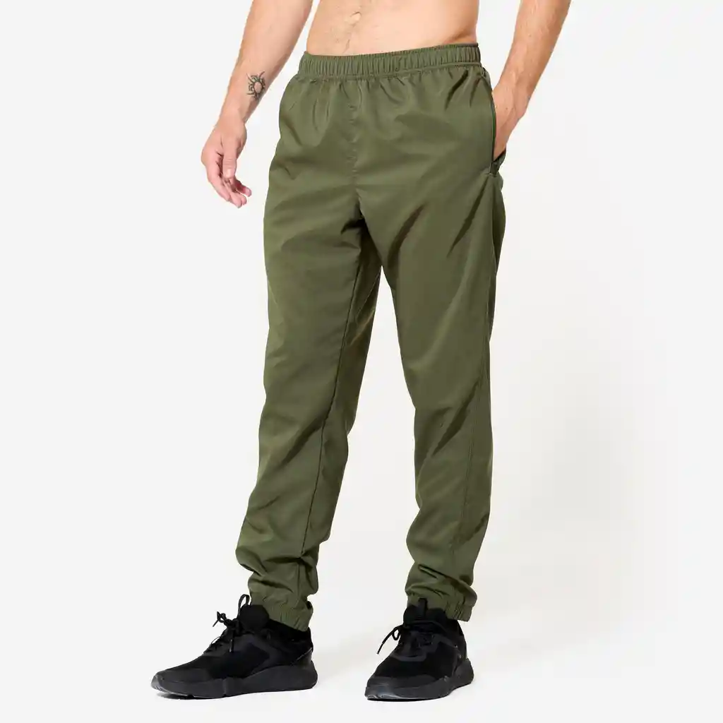 Pantalón de Fitness Corte Regular Transpirable Para Hombre Verde Caqui