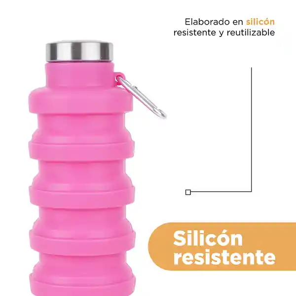 Botella de Silicona de Plegable Sólido Rosado 500 mL Miniso