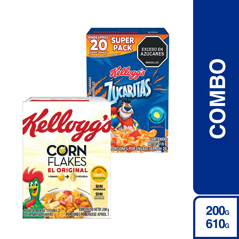 Combo Kelloggs Cereal Corn Flakes + Kelloggs Cereal Zucaritas