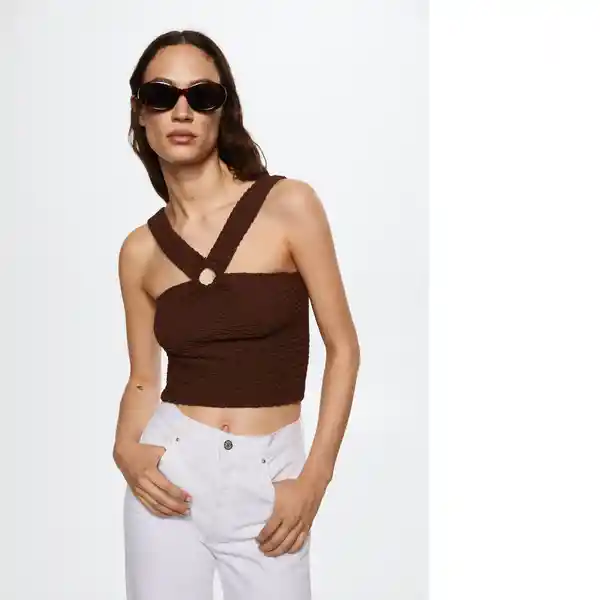 Top Carey Marron Talla L Mujer Mango