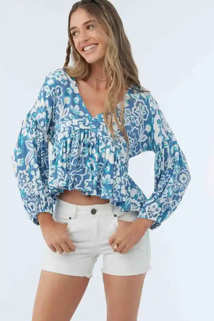 Blusa Manga Larga Mary Cristina Floral Mujer