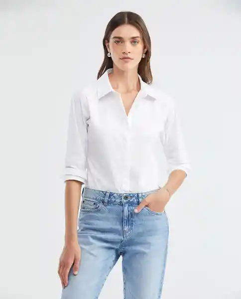 Camisa Ml Poplin Shirt Blanco 0 Claro Talla Xs Mujer Chevignon