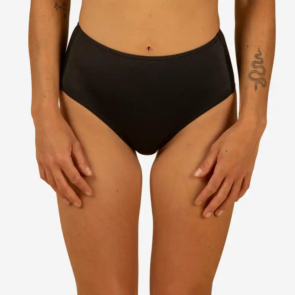 Panty de Bikini Con Tiro Alto de Surf Para Mujer Olaian Negro