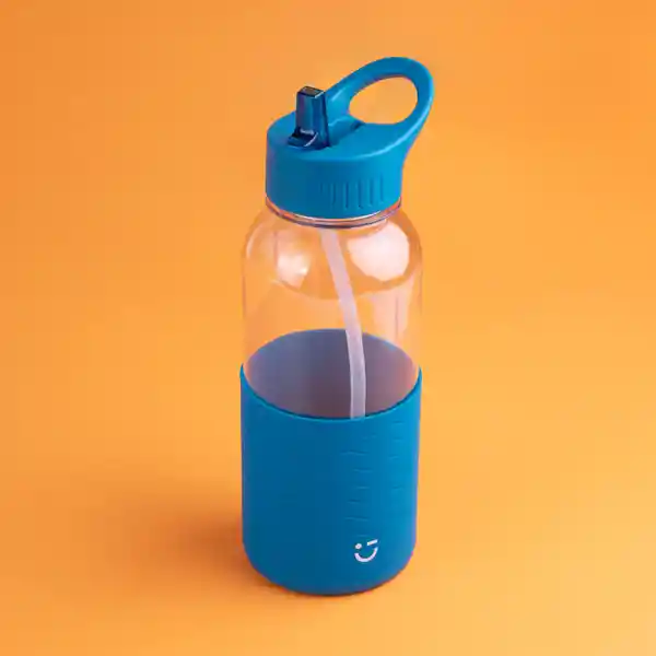 Vaso Plástico Con Asa y Funda de Serie Azul Miniso