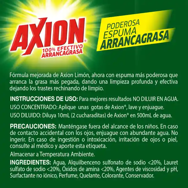 Lavaplatos Liquido Axion Limon 750ml