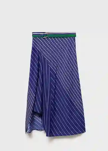 Falda Lazuli Azul Talla 38 Mujer Mango