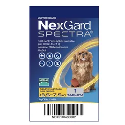 Nexgard Spectra Antipulgas Para Perro >3.5 - 7.5 Kg 1 Tableta Masticable