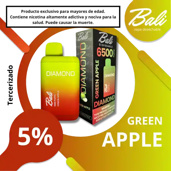 Bali Vapeador Green Apple - 6500 Puffs - 5% Nicotina