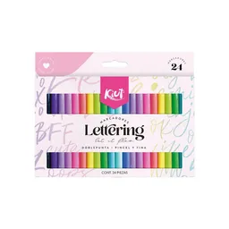 Kiut Marcadores Letreging Doblepunta Pincel y Fina X24