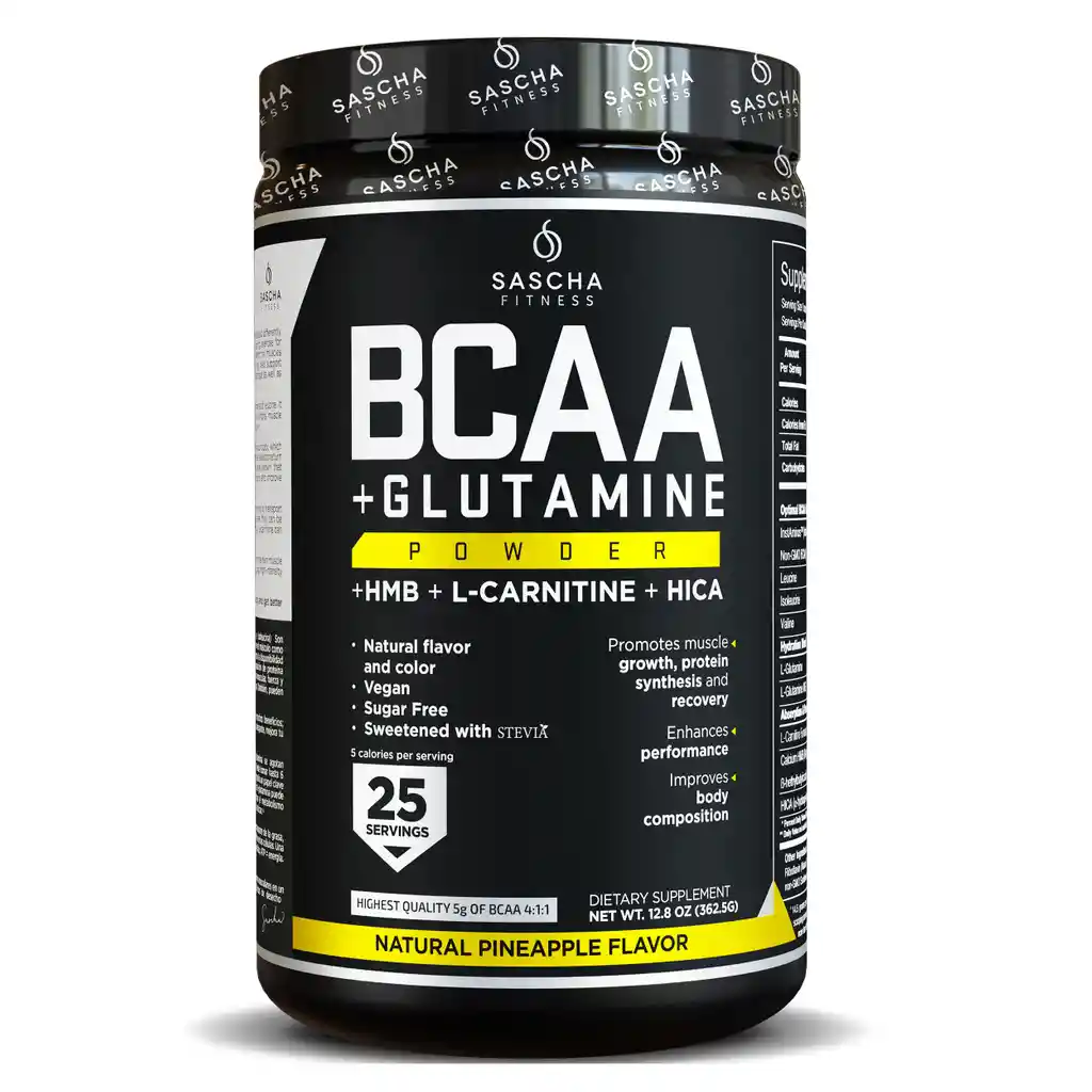 Sascha Fitness Suplemento Bcaa Glutamine Sabor a Piña Natural