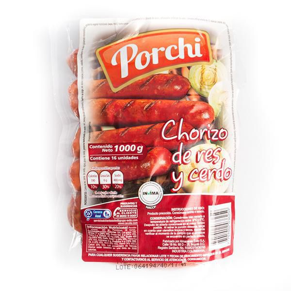 Porchi Chorizo de Res y Cerdo 1000 g