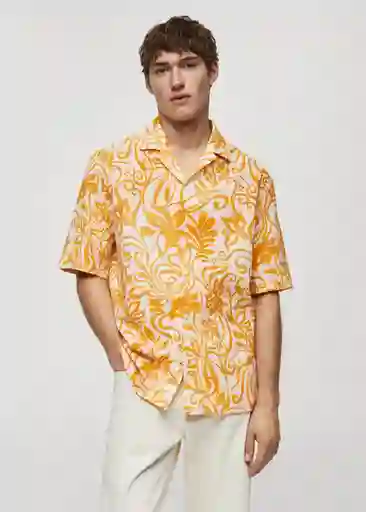 Camisa Benisa Amarillo Talla L Hombre Mango