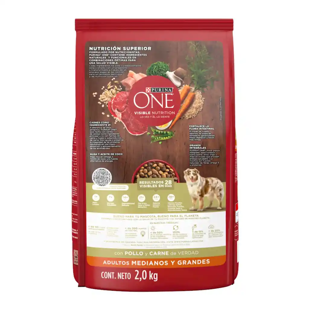 Comida para perro Purina One adultos medianos y grandes pollo y carne X 2kg