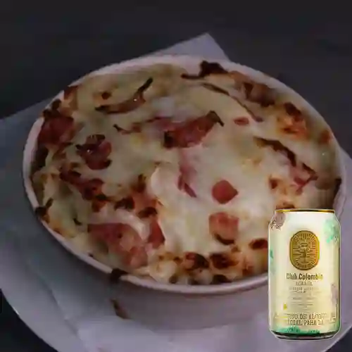 Combo Fetuccini Carbonara +Club col. Dorada 330 ml