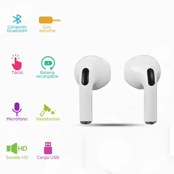 Audífonos Inalámbricos Half-In-Ear Blanco Mod Eb028 Miniso