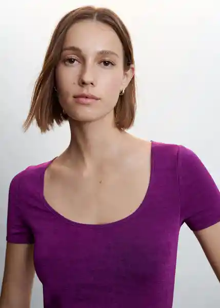 Camiseta Opal Morado Talla S Mujer Mango