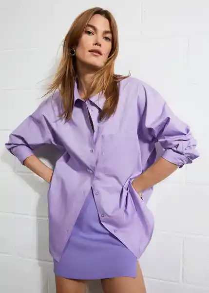 Camisa Regu Malva Talla L Mujer Mango