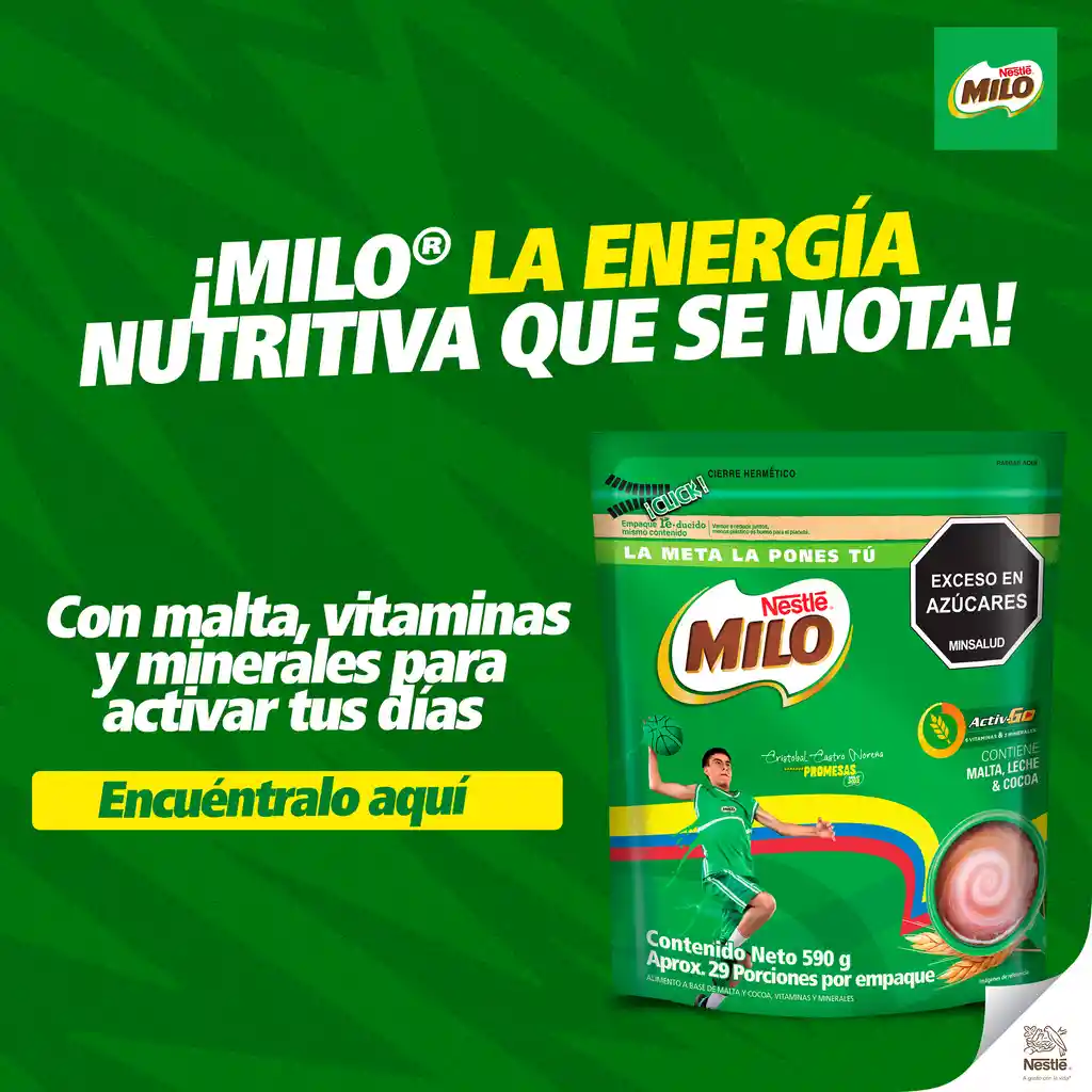 Bebida achocolatada con malta MILO ACTIV-GO x 590g
