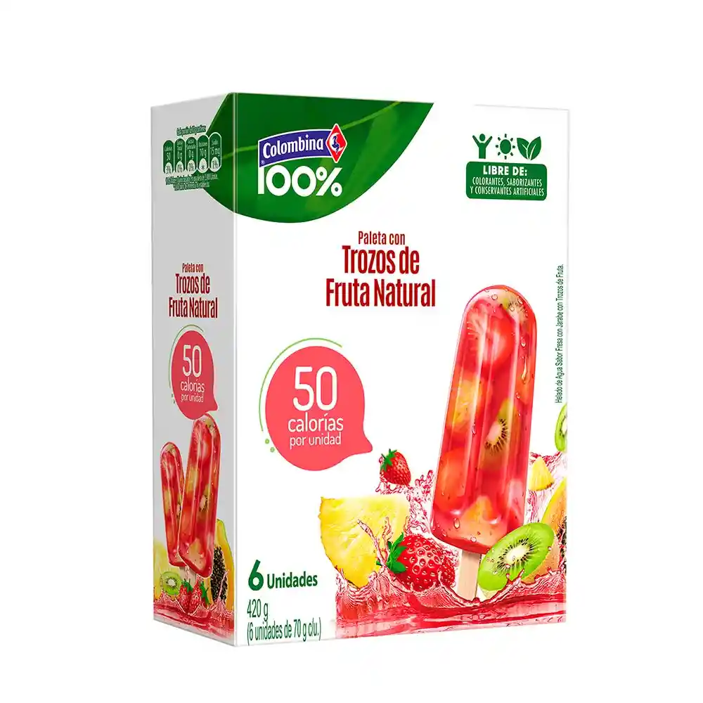 Colombina 100% Paleta con Trozos de Fruta Natural