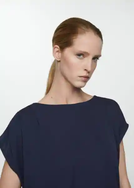 Camiseta Malbi Navy Talla XS Mujer Mango