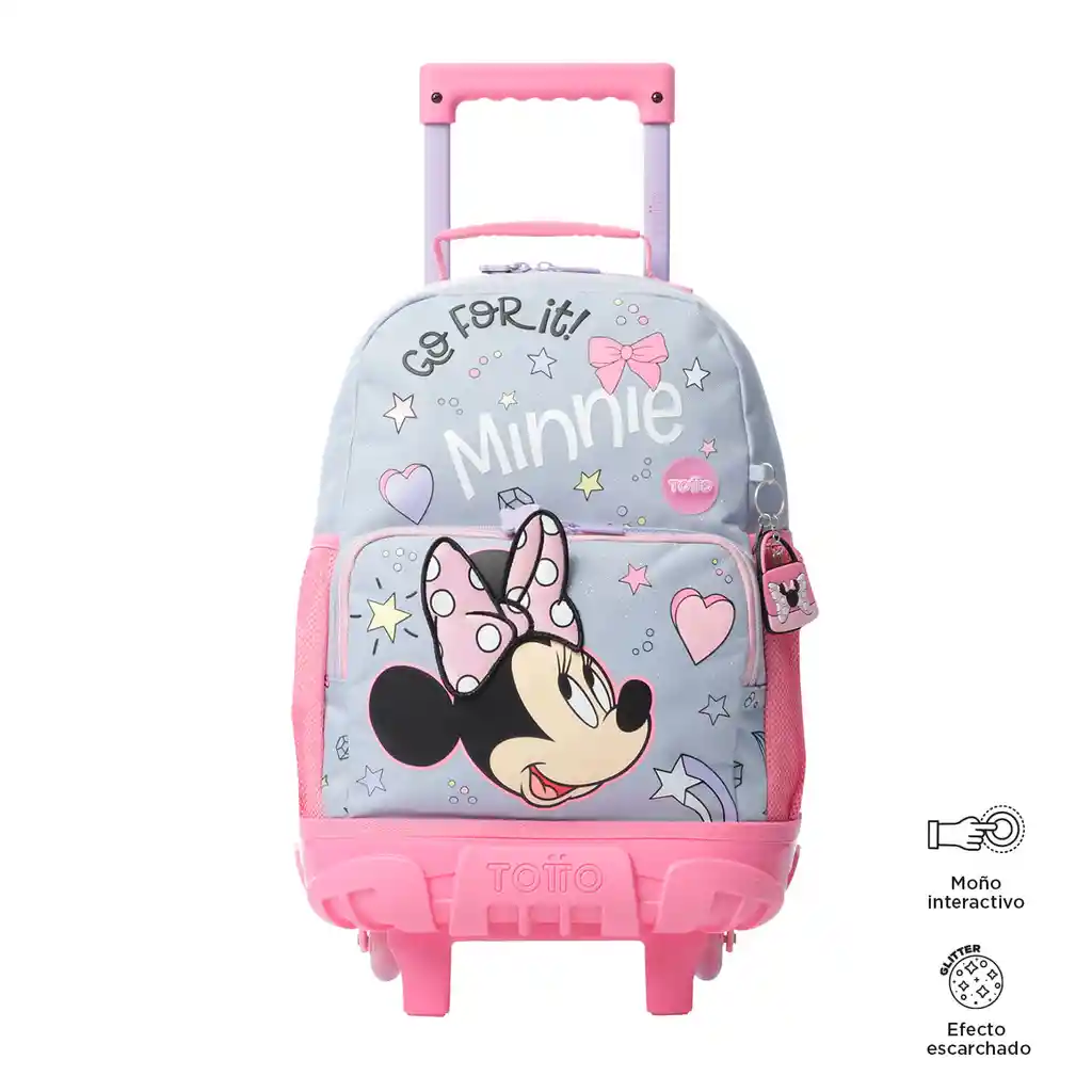 Morral Con Ruedas Niña Minnie Mediano Gris