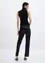 Pantalón Croco Mujer Negro Talla 36 Mango