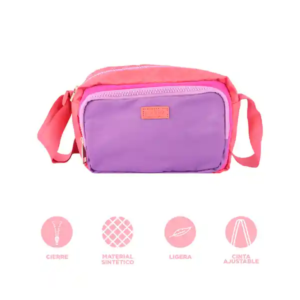 Bolso Crossbody Serie Bloques de Color Rosa Miniso