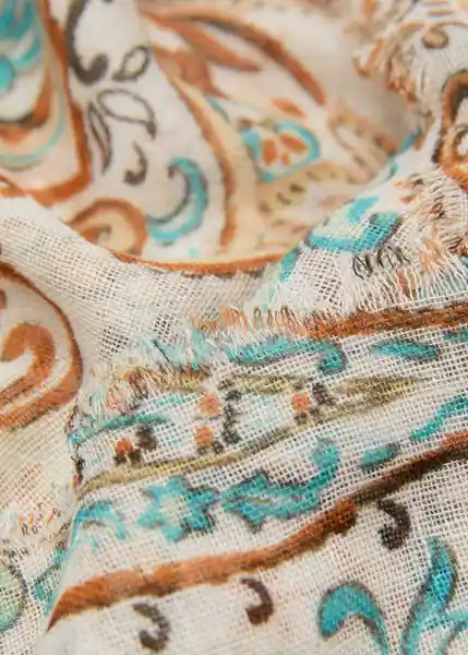 Fular Paisley2 Crudo Talla 99 Mujer Mango